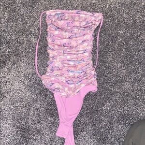 Pink Floral Ruched Jumper